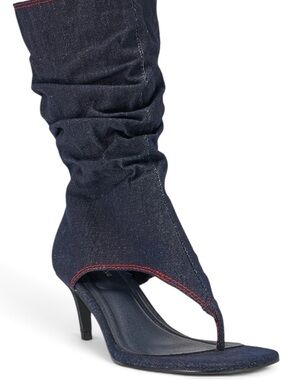 🔥🔥AZALEA WANG NIAMH DENIM GLADIATOR KITTEN HEEL SANDAL NWT